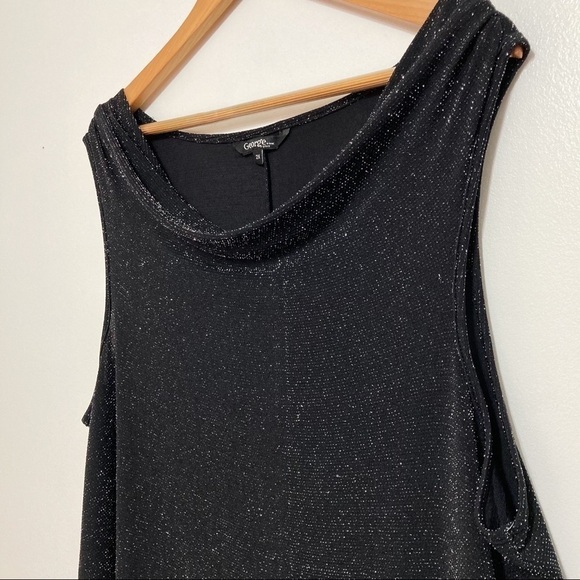 George Black Cowl Neck Silver Sequin Sleeveless Tunic Size 2X - Picture 4 of 10